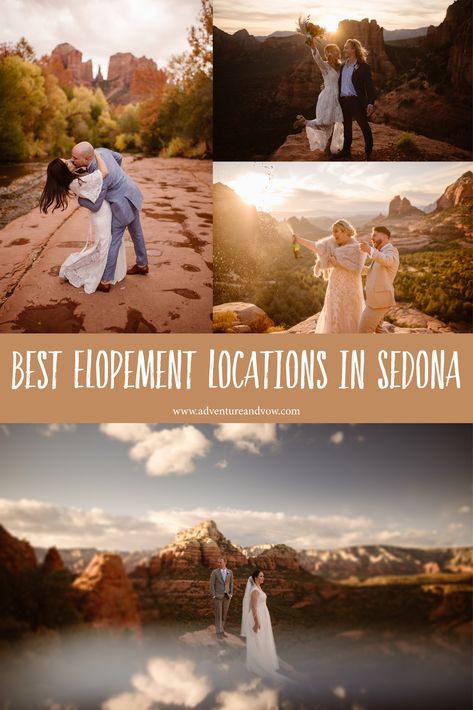 The very best elopement locations in sedona as told by a Sedona Adventure Wedding Photographer and Planner. Some of the most beautiful places in Arizona for your elopement with detailed information on the hikes and more. Sedona Az Wedding, Elope In Sedona, Sedona Arizona Elopement, Sedona Wedding Ideas, Sedona Elopement Ideas, Sedona Wedding Photography, Sedona Elopement Photography, Sedona Arizona Wedding, Best Elopement Locations