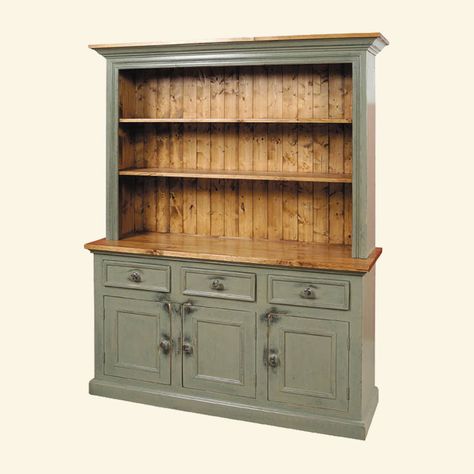 French Country 3 Door Open Shelf Stepback Cupboard | French Country Cupboards and Hutches | Kate Madison Furniture Stepback Cupboard, Cupboard Decor, Country Cupboard, Dining Hutch, Kitchen Hutch, Farmhouse French Country, Window Stained, Stain On Pine, Pine Furniture