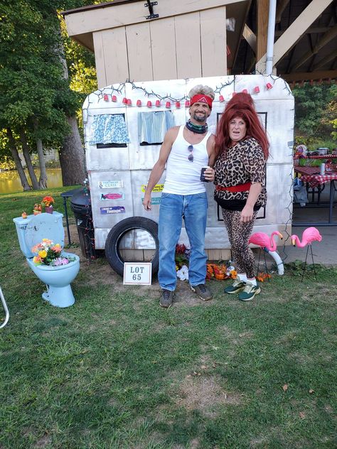 Mullet Birthday Party, Mullet Party Ideas, Trailer Park Party Decorations, White Trash Decorations, Hillbilly Party Costumes, Trailer Trash Party Decorations, White Trash Bash Outfit, White Trash Bash Decorations, White Trash Christmas Party