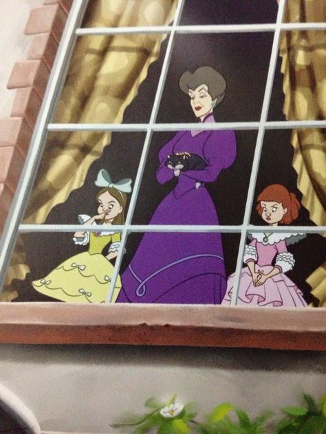 Cinderella's Evil and Wicked Stepmother, Lady Tremaine and Cinderella's Stepsisters, Anastasia and Drizella Cinderella Stepsisters, Cinderella Broadway, Disney Scenes, Wicked Stepmother, Anastasia And Drizella, Cinderella Aesthetic, Lady Tremaine, Cinderella 1950, Evil Stepmother