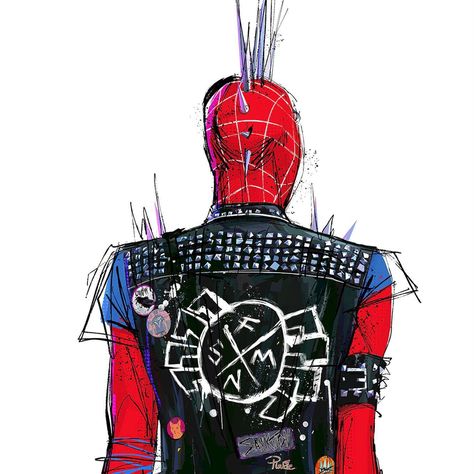 jake.panian.art on instagram #atsv #hobiebrown #spiderpunk Hobie Brown Drawing, Spider Punk Drawing, Punk Costume, Spiderman Outfit, Hobie Brown, Spider Punk, Outfit References, Arte Punk, Spiderman Artwork