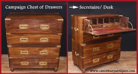 Campaign Nightstand, Campaign Chest, Campaign Desk, Chest Drawers, Campaign Furniture, Colonial Furniture, Bachelors Chest, Storage Trunks, Secretary Desk