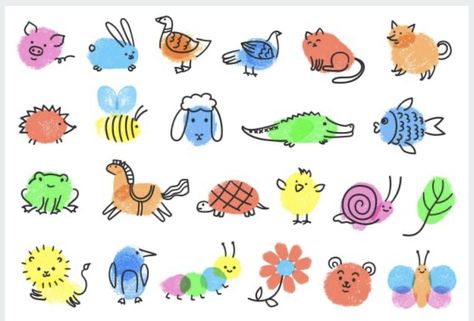 Fingerprint Animals For Kids, Thumb Print Animals, Thumb Print Art For Kids, Fingerprint Characters, 123 Drawing, Fingerprint Illustration, Fingerprint Animals, Painting Games For Kids, Finger Print Art