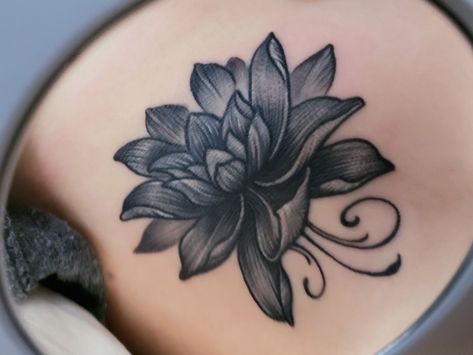 Cover Up Tattoo Lotus, Lotus Coverup Tattoo, Lotus And Rose Tattoo, Black Lotus Tattoo Cover Up, Lotus Cover Up Tattoo For Women, Dark Tattoos For Cover Ups, Lotus Flower Tattoo Black And White, Dark Lotus Flower Tattoo, Dark Lotus Tattoo