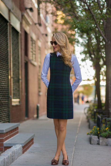 tartan-dress via Classy Cubicle, Sports Jackets, Professional Work Outfit, Fall Trend, Estilo Preppy, Fall Outfits For Work, Outfit Trends, Casual Work Outfits, Cubicle