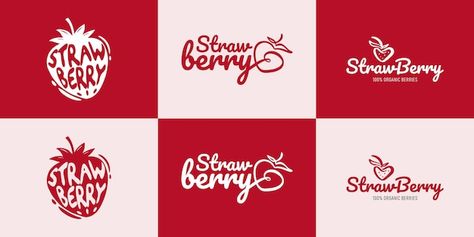 Strawberry Products Design, Strawberry Logo Design Ideas, Berry Logo Design, Strawberry Packaging Design, Strawberry Graphic Design, Strawberry Logo Design, Fruits Logo, Strawberry Logo, Strawberry Vector