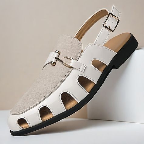 Category:Sandals; Upper Materials:PU Leather; Lining Materials:PU; Gender:Men's; Toe Shape:Open Toe; Outsole Materials:Rubber; Closure Type:Buckle; Function:Comfortable,Breathable,Slip Resistant; Listing Date:05/18/2024; 2024 Trends:Gladiator Sandals Roman Sandals Men’s Sandals, Mens Dress Sandals, Handmade Shoes Pattern, Man Sandals, Black Formal Shoes, Mens Sandals Fashion, Gents Shoes, Leather Slippers For Men, Half Shoes