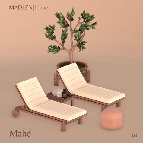 Mahé Lounge Set | Madlen on Patreon Sims 4 Pool Cc, Sims 4 Pool, Sims 4 Cas Mods, The Sims 4 Packs, Pool Chairs, Sims 4 House Design, Casas The Sims 4, Sims 4 Gameplay, Sims4 Clothes