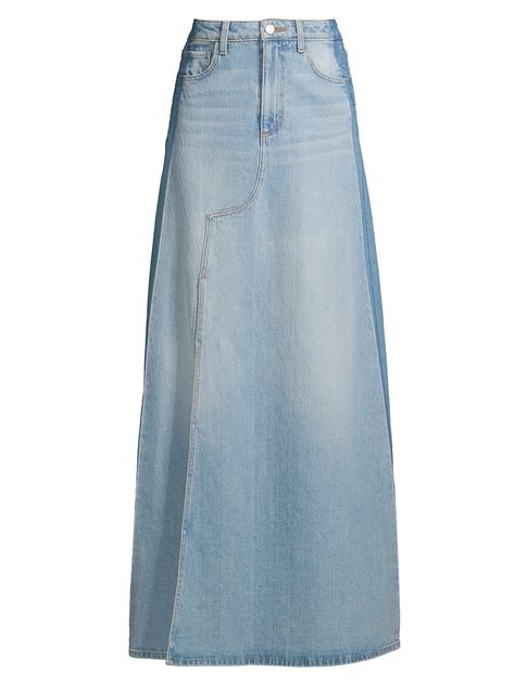 Style A Jean Skirt, Maxi Skirt Outfit Fall, Denim Maxi Skirt Outfit, Skirt Outfits Ideas, Jean Midi Skirt, Denim Skirt Trend, Skirt Outfit Fall, Patchwork Denim Skirt, Maxi Skirt Outfit