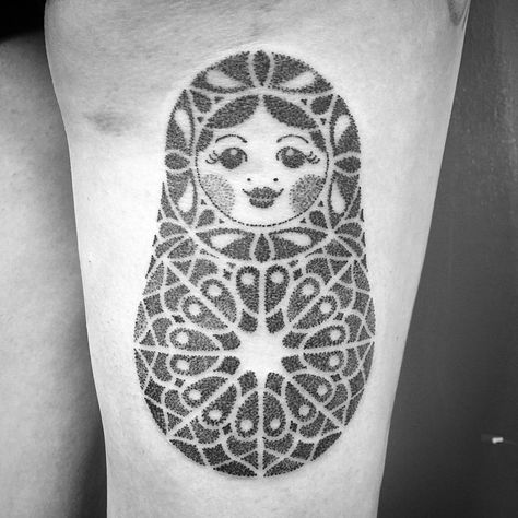 Dotwork tattoo ! Babushka Tattoo, Matryoshka Tattoo, Russian Doll Tattoo, Nesting Doll Tattoo, Seagull Tattoo, Robin Tattoo, Russian Tattoo, Doll Tattoo, Nizhny Novgorod