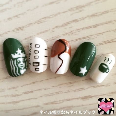 Starbucks Nails, Panda Nail Art, Acrylic Nail Designs Classy, Quick Nail Art, Food Nails, Minimal Nails Art, Hello Nails, Nail Art For Beginners, Nude Nail Designs