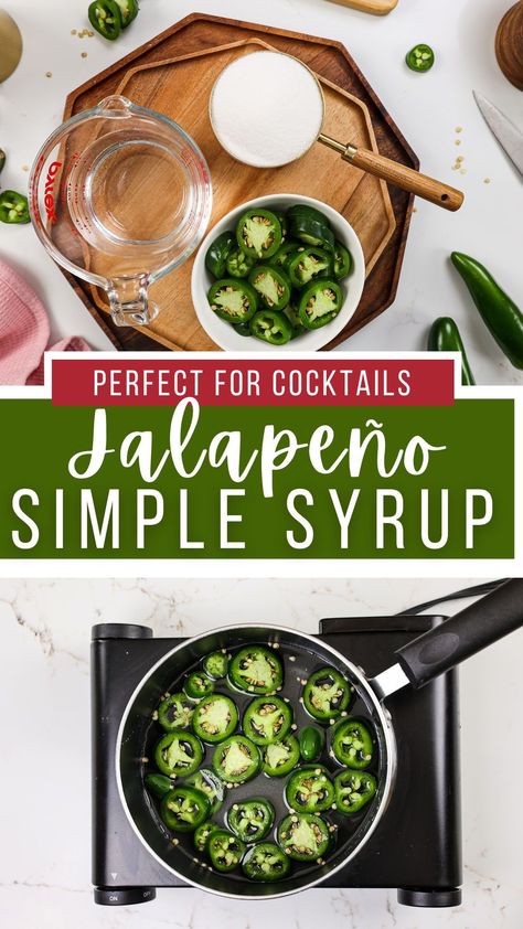 This jalapeño simple syrup is made using just three ingredients and is the perfect way to spice up any drink or cocktail! Simple Syrup Cocktails, Simple Syrup Recipes, Syrup Recipe, Three Ingredient, I Want To Eat, Simple Syrup, A Drink, Healthy Smoothies, Spice Up