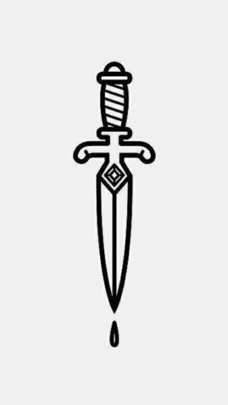 Simple Dagger Tattoo, Sharpie Set, Dagger Drawing, Traditional Dagger Tattoo, Traditional Tattoo Outline, Learn To Tattoo, Knife Tattoo, Tattoo Old School, Traditional Tattoo Sleeve