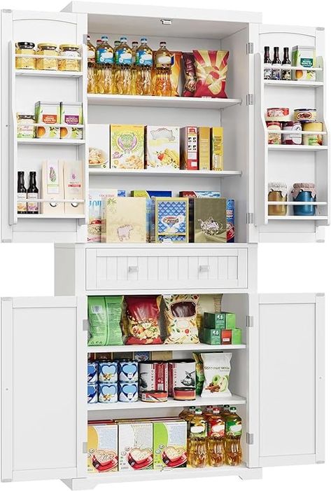 Amazon.com: VASAGLE Pantry Cabinet, 71.7-Inch High Freestanding Tall Cupboard Storage Cabinet with a Drawer, 2 Cabinets, 4 Adjustable Shelves, 6 Door Shelves, for Living Room, Kitchen, White UBBC561P31V2 : Home & Kitchen Tall Cupboard, Large Cabinets, Pantry Storage Cabinet, Storage Cabinet With Drawers, Bathroom Furniture Sets, Kitchen Pantry Storage, Kitchen Pantry Cabinets, Door Shelves, Large Cabinet