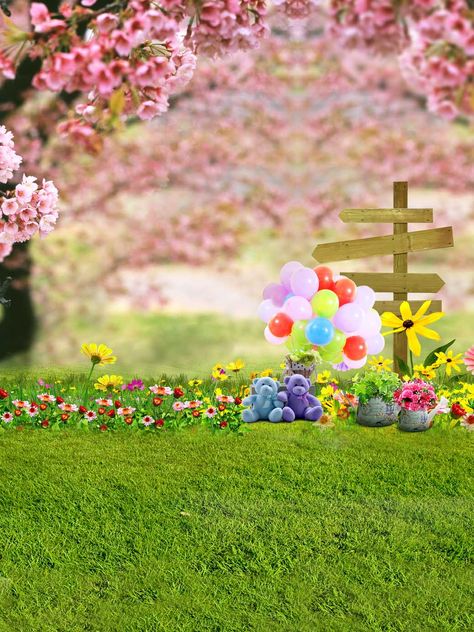 Baby Photography Backdrop, Easter Backdrops, Photoshop Backgrounds Backdrops, Photoshop Backgrounds Free, Flowers Cute, Waterfall Photography, Studio Backdrops, Studio Props, Balloon Backdrop