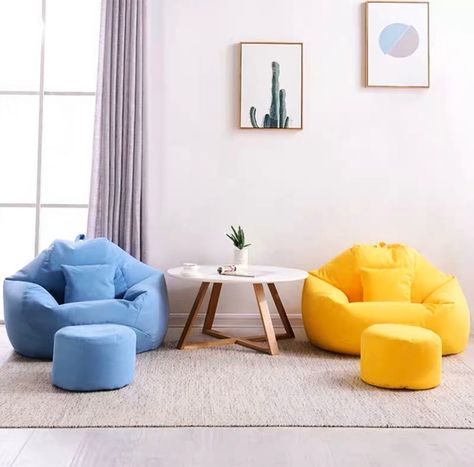 Beanbag Chair Living Room, Cozy Bean Bag Living Room, Bean Bag Chair Room Ideas, Bean Bag Living Room Small Spaces, Living Room With Bean Bags Ideas, Yogibo Room Ideas, Bean Bag Living Room Ideas, Beanbag Chair Bedrooms, Bean Bag Living Room Decor