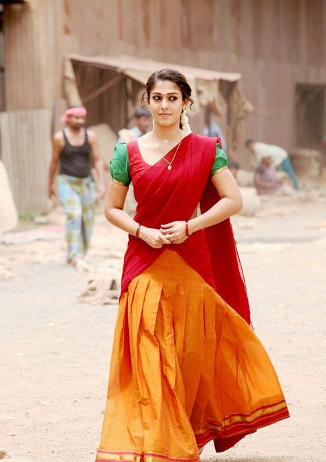 Nayanthara In Saree, Tamil Girls, Half Saree Designs, Teen Girl Dresses, Saree Photoshoot, Saree Models, Dress Indian Style, Saree Look