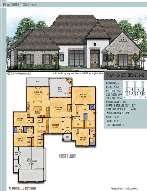 $1000.00 House Plans 9 sets Floor Plan With Prep Kitchen, Acadian Cottage, Garage With Storage, Best Home Plans, Master Suite Bedroom, Fireplace Outdoor, Porch Flooring, Architecture Ideas, Craftsman Style House Plans