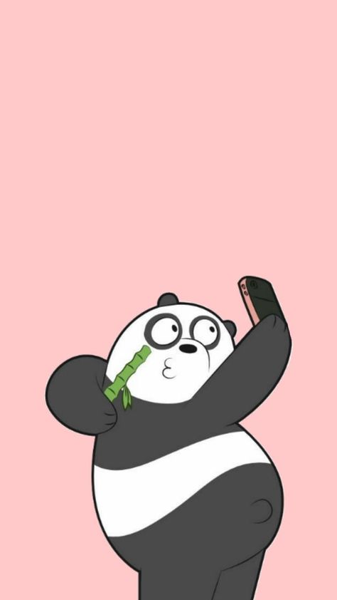 Aesthetic We Bare Bears, Pink Cartoon Aesthetic, Bare Bears Wallpaper, Bow Wallpaper Iphone, Panda Pink, Bears Wallpaper, Bear Sketch, Oil Pastel Drawings Easy, Blue Butterfly Wallpaper