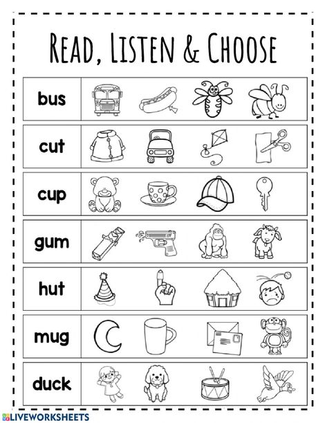 CVC-short u - Interactive worksheet