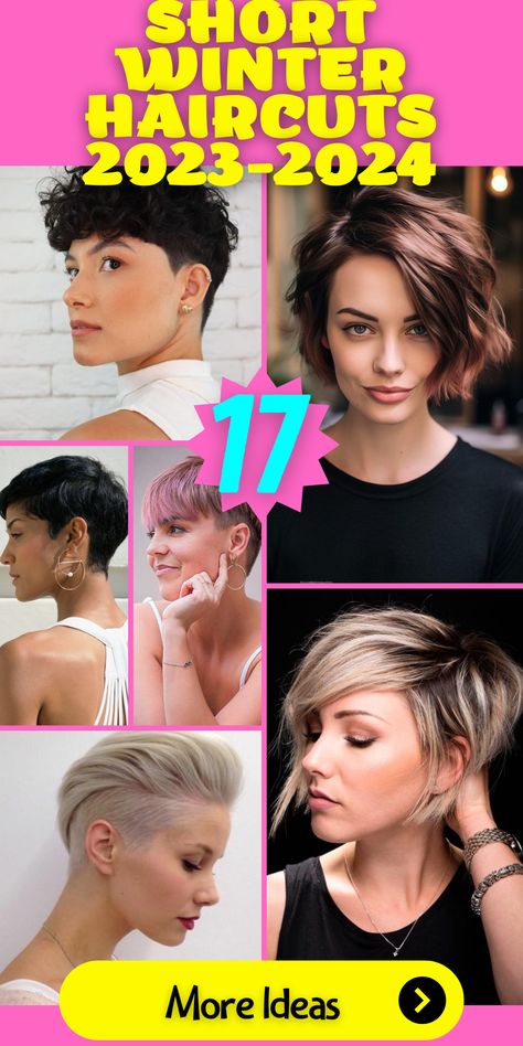 Short Winter Haircuts 2023-2024: Explore the latest short winter haircuts for 2023-2024. Whether you're into Korean style, want bangs, or have round faces, these trendy styles are perfect for the season. From sleek straight hair to playful curly locks, discover a range of options for women of all ages and hair types. Get inspired by 2023 trends women are embracing. Shaggy Bob Haircut Curly, Hair Cut 2024 Girl Short, Bold Short Hair For Women, A Symmetrical Haircut Short, Short Hairstyle Women Round Face 2024, Haircut 2024 Trends Women Short, Short Bob 2024 Trends, Short Haircuts 2024 Trends, Latest Hairstyles For Ladies 2023