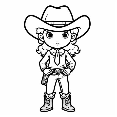 illustration of Adorable cowgirl coloring Cowboy Boot Coloring Page Free Printable, Cowboy Coloring Pages, Free Western Coloring Pages, Cowgirl Coloring Pages Free Printable, Wild West Coloring Pages, Mandala Turtle, Themes Free, Western Theme, Fantasy Fairy