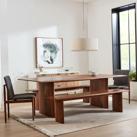 Anton Solid Wood Dining Bench - Burnt Wax (In-Stock & Ready to Ship) | West Elm Anton Dining Table, Modern Contemporary Dining, Round Marble Dining Table, Wood Dining Bench, Contemporary Dining Table, Expandable Dining Table, Mid Century Dining, Farmhouse Dining Table, Marble Dining