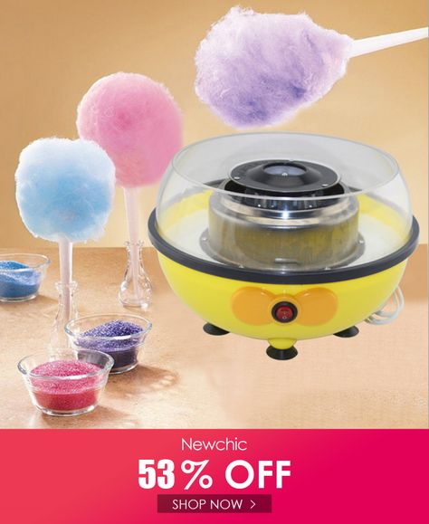 US$61.99, Material: Plastic + aluminum + stainless steel. Color: Yellow. Rated voltage: 110/220V. Rated power: 455W. Plug: EU plug (We will be based on your guests in your country to send the corresponding adapter plug). It is ideal to make cotton candy for parties, weddings or whenever you're looking for a tasty treat.. #sale #buyonline #onlineshopping #CandyMachine #Cottoncandy #ElectricAppliance #flossmaker Affiliate Link Cotton Candy Maker, Floss Sugar, Cotton Candy Machines, Cotton Candy Cakes, Candy Maker, Tea Restaurant, Homemade Sweets, Flavored Sugar, Candy Sticks