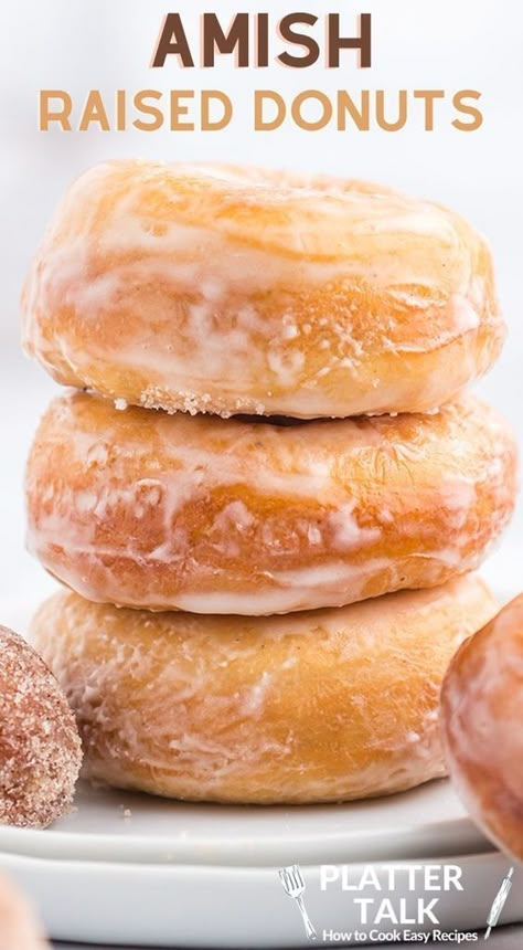 Old Fashioned Donuts Recipe Fried, Amish Yeast Doughnut Recipe, Amish Glazed Donut Recipe, Glazed Yeast Donut Recipe, Donut Recipe Quick, Best Yeast Donut Recipe, Yeast Doughnuts Recipe, Yeast Raised Donuts Recipe, Donut Recipe Yeast