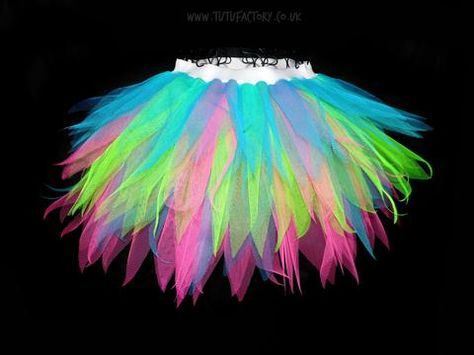 Rave Tutu, Blue Fairy Lights, Plus Size Tutu, Neon Tutu, Fairy Fancy Dress, Tutu Design, Glow Run, Outfit Dance, Neon Girl