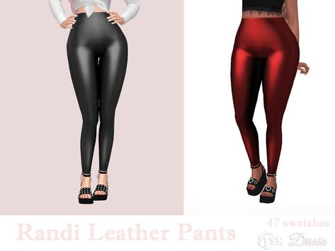 The Sims Resource - Randi Leather Pants Sims 4 Leather Pants, Sims 4 Game Packs, Leather Tights, Cat Slippers, Pleather Pants, Bell Pants, Midi Jeans, Leopard Pants, Lace Accessories