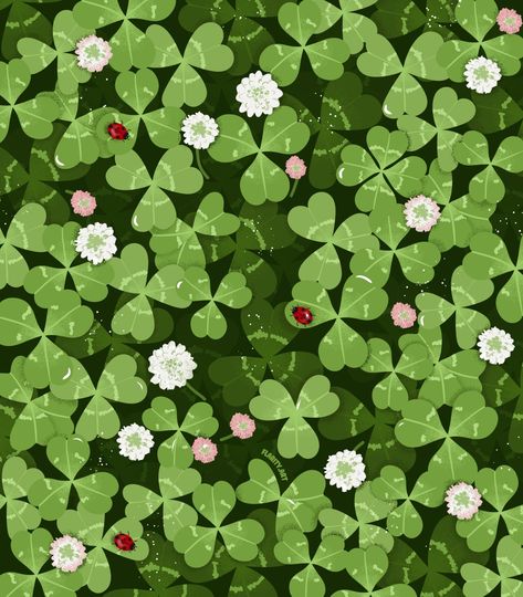 Day Art Challenge, Clover Field, Patterns Illustration, Work With Me, Clip Studio Paint, Lucky Clover, Happy St Patricks Day, Illustration Artists, Pattern Illustration