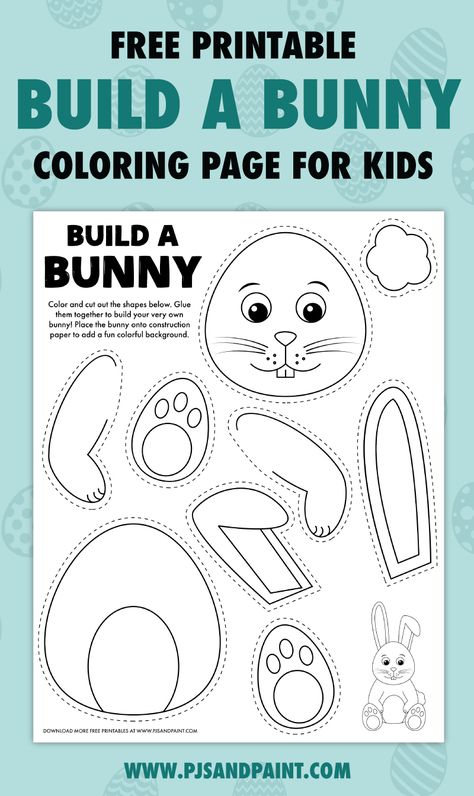 Bunny Coloring Pages Free Printable, Build A Bunny, Bunny Printables, Easter Math Activities, Dr Seuss Coloring Pages, Bunny Activities, Bunny Printable, Unique Rabbit, Bunny Coloring