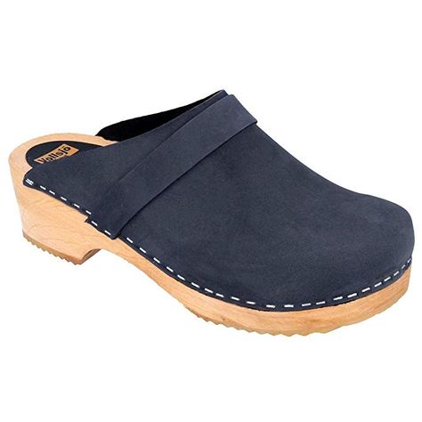 Vollsjo women's genuine leather wooden clogs Made in EU, Navy Blue,9 Swedish Clogs, Swedish Style, Clog Boots, Wooden Clogs, Design Shoes, Swedish Design, Leather Clogs, Clogs Shoes, Nubuck Leather