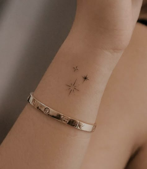 Tiny Tattoos For Women, Tiny Wrist Tattoos, Small Pretty Tattoos, Petite Tattoos, Tasteful Tattoos, Star Tattoo, Small Hand Tattoos, Discreet Tattoos, Spine Tattoos