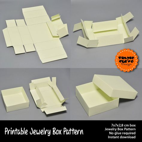 Jewelry Box Printable Pattern Packaging Gift Box Ready to Use - Etsy Australia Jewelry Box Template, Jewellery Displays, Box Template Printable, Box Printable, Cardboard Jewelry, Crafting Techniques, Jewerly Displays, Box Templates, Printable Box