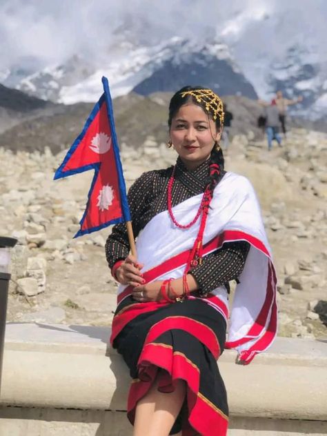 Nepali Outfit, Nepalese Clothing, Nepali Clothing, Newari Dress, Nepali Dress, Nepal Flag, Asian Traditional Clothes, Cultural Clothing, Asian History