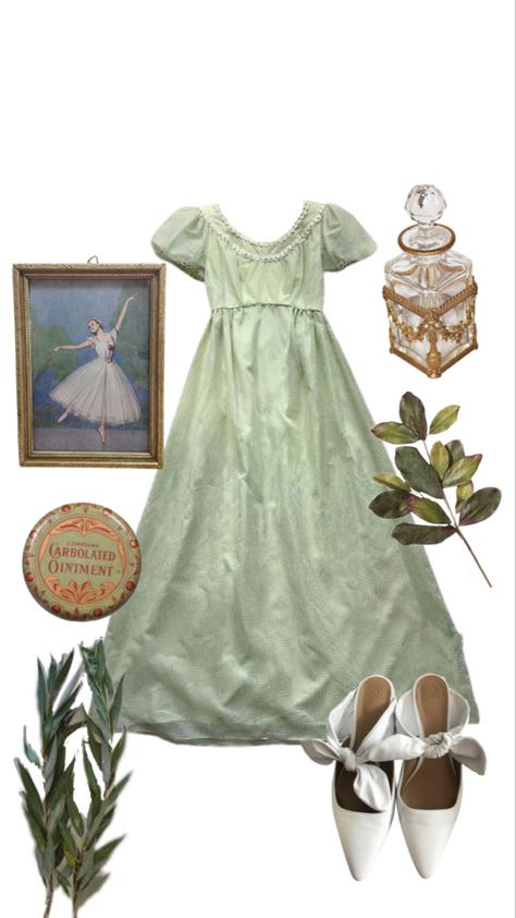 Bridgerton Dress Aesthetic, Modern Bridgerton, Bridgerton Fashion, Pisces Sun, Soft Outfits, Oc Outfits, Yule Ball, Aesthetic Green, Fairy Princess