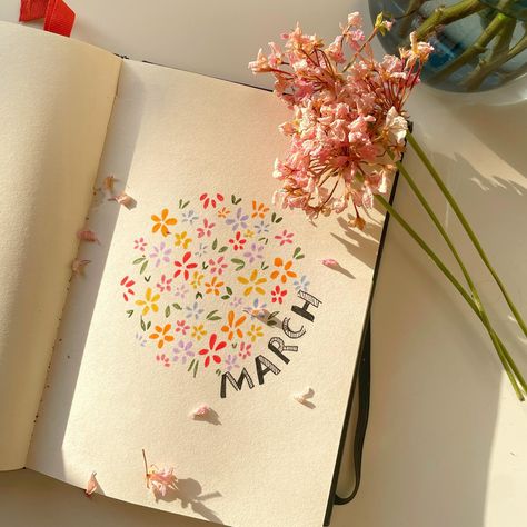 Blossoming thoughts🌱🌷🌼 and fresh beginnings ✨🧚 Welcoming spring with open pages✍🏻 #marchbujo #marchbujocover #bujocoverpage #bujocover #journal #journaling #bujospread #bujojunkies #bujospread #bujoaddict #bujomonthly #bujomonthlyspread #bujoindia #journalindia Journal Welcome Page Ideas, Bullet Journal Welcome Page, Welcome Page Journal, Bujo Monthly Spread, Fresh Beginnings, Journal Books, Doodle Pages, Doodle Art Journals, Bullet Journal Ideas Pages