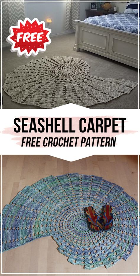 Crochet Carpet Pattern Free, Door Mats Ideas, Crochet Dreamcatcher Pattern Free, Outdoor Crochet, Easy Crochet Rug Patterns, Crochet Seashell, Carpet Crochet, Nautical Crochet, Shell Rug