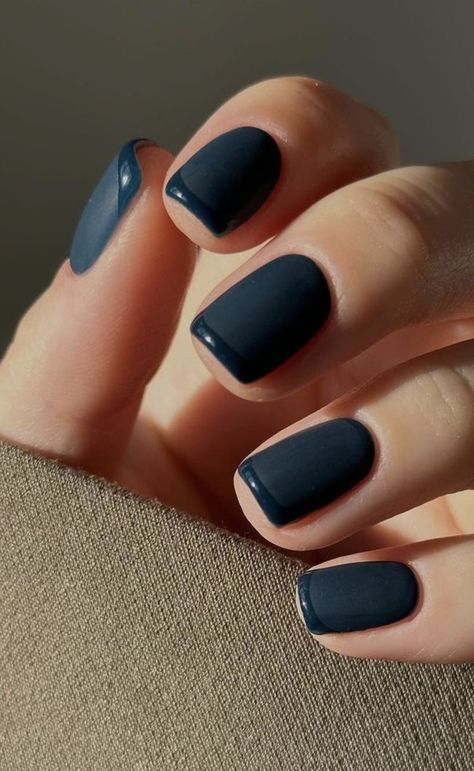 Wedding Nails Navy Blue, Nails Navy Blue, Nails Navy, Blue Manicure, Blue Matte Nails, Navy Nails, French Manicures, Bio Sculpture, Matte Nails Design