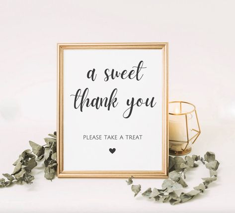 Bridal Shower Treats, Take A Treat Sign, Modern Wedding Favors, Sweet Table Wedding, 2024 Printable, Wedding Reception Favors, Thank You Sign, Wedding Reception Signs, Strawberry Baby