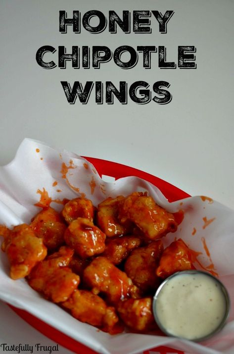 Honey Chipotle Wings: A sweet and spicy appetizer perfect for game day! Honey Chipotle Wing Sauce, Hot Honey Chipotle Chicken, Southwest Chipotle Chicken Wings, Honey Chipotle Wings, Honey Chipotle Chicken Crispers, Chili’s Honey Chipotle Chicken Crispers, Chipotle Wings, Adobe Sauce, Honey Chipotle Chicken