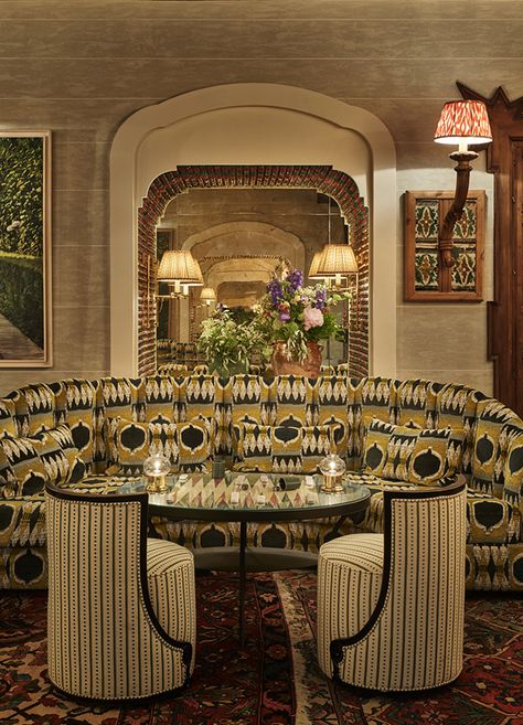 Bohemian Lounge, Marbella Club, Pierre Frey Fabric, Indochine Style, T Wallpaper, Custom Carpet, Retail Interior, Pierre Frey, New Carpet