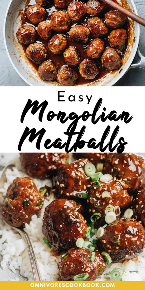 Looking for a new and unique meatball recipe? Try these Mongolian meatballs in a sweet, savory sauce that makes a quick and delicious meal. Perfect for a weeknight dinner! Midwest Meatball Casserole, Uncommon Dinner Recipes, Korean Meatball Sauce, Meatball Noodle Recipe, Mongolian Beef Meatballs Recipe, Asian Meatballs From Frozen, Thai Beef Meatballs, Easy Asian Meatballs, Recipes For Turkey Meatballs