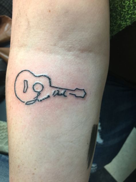 Musician Memorial Tattoo, Memorial Guitar Tattoo, Dainty Guitar Tattoo, Tiny Guitar Tattoo, Guitar Memorial Tattoo, Minimalist Guitar Tattoo, Simple Guitar Tattoo, Small Guitar Tattoo, Nashville Tattoos