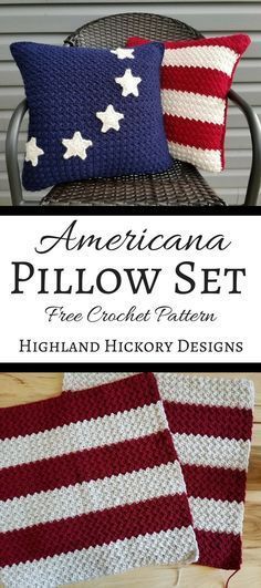 Americana Pillows, Red White And Blue Crochet, Patriotic Crochet, Motifs Afghans, Practical Crochet, Celtic Women, Crochet Pillow Patterns Free, Diy Tricot, Knitted Items