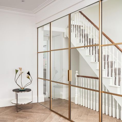 EMR ARCHITECTURE on Instagram: “Crittall style doors #architecture #archidaily #door #gold #privacy#designer #contemporary @dnbutlr @jo_cowen_architects_” Doors Architecture, Steel Doors Exterior, Doors Indoor, Open Concept Home, Glass Room, Glass Doors Interior, Interior Windows, Room Dividers, Glass Doors