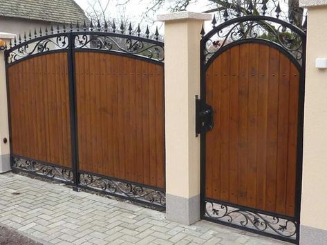 Door Painting Ideas, Sliding Gate Design, House Front Gate, Gate Design Modern, Gate For Stairs, Backyard Gates, Ideas For House, Iron Garden Gates, Wood Fence Design