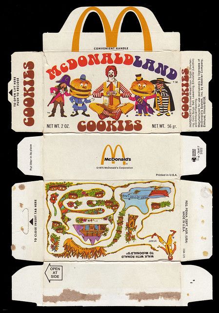 McDonalds - McDonaldland Cookie Box - Walk with Ronald maz… | Flickr Retro Packaging, Barbie Food, Dolls Diy, Paper Toys Template, Dollhouse Printables, Miniature Printables, Vintage Packaging, Vintage Dollhouse, Cookie Box